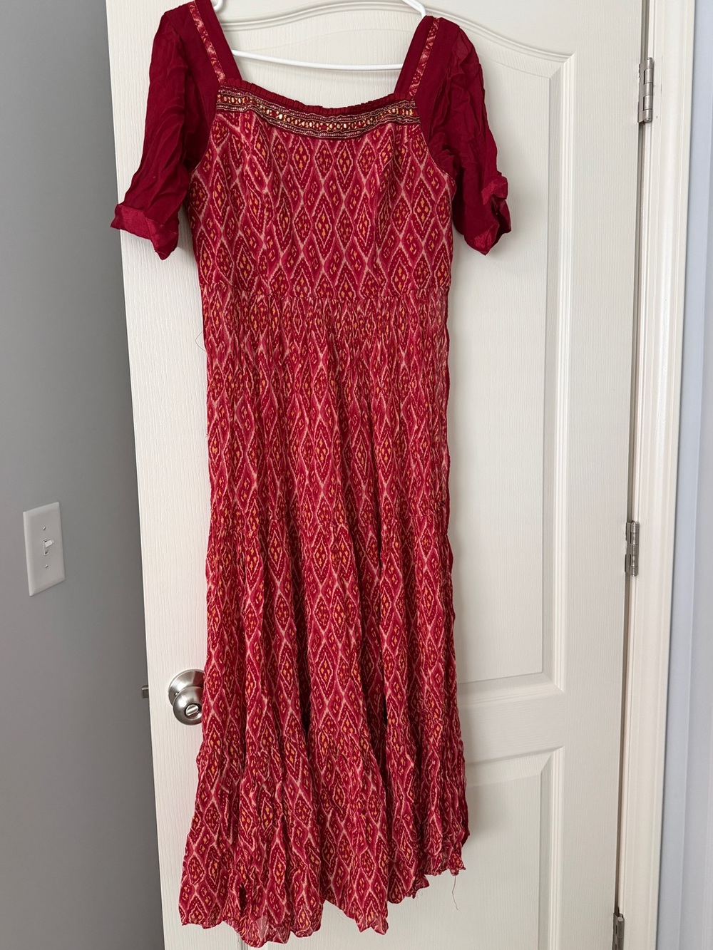 Red Patterned Women's Indian Pakistani Dress